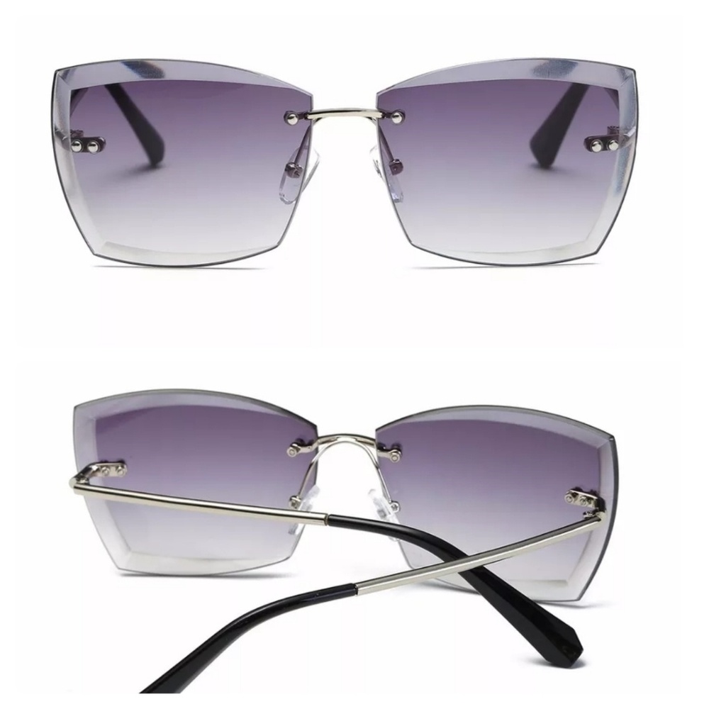 ⚘Gray/Purple Diamond Square Rimless sunglasses - Picture 2 of 8